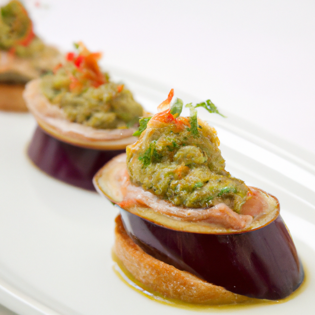 eggplant bonito green french style appetizer